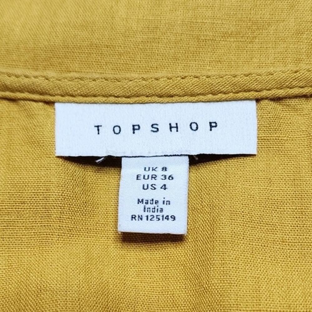 Topshop Mustard Double Button Front Sleeveless Midi Dress 4 - Picture 4 of 8